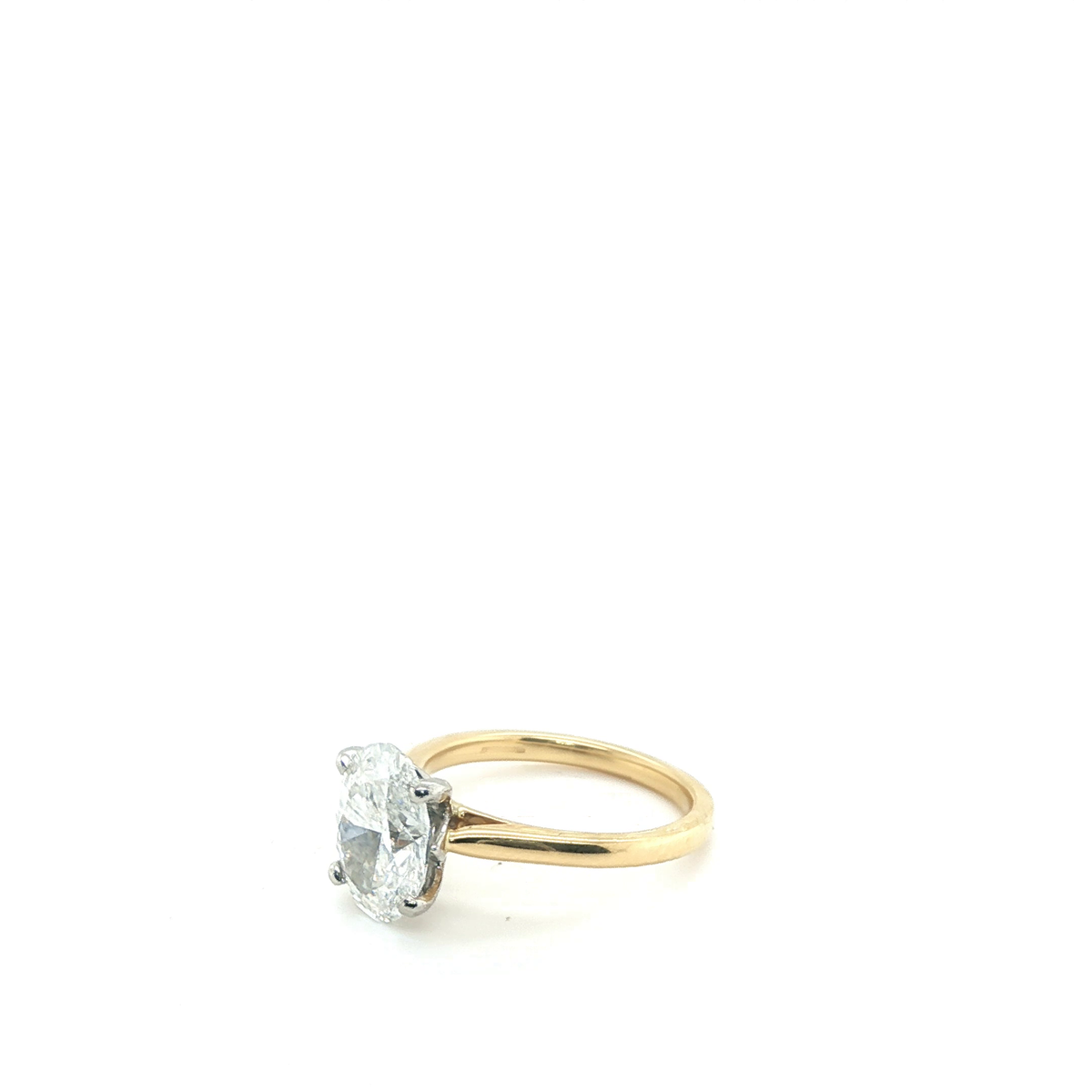 Oval Brilliant Cut Lab-Grown Diamond Solitaire Ring in Two-Tone Yellow Gold