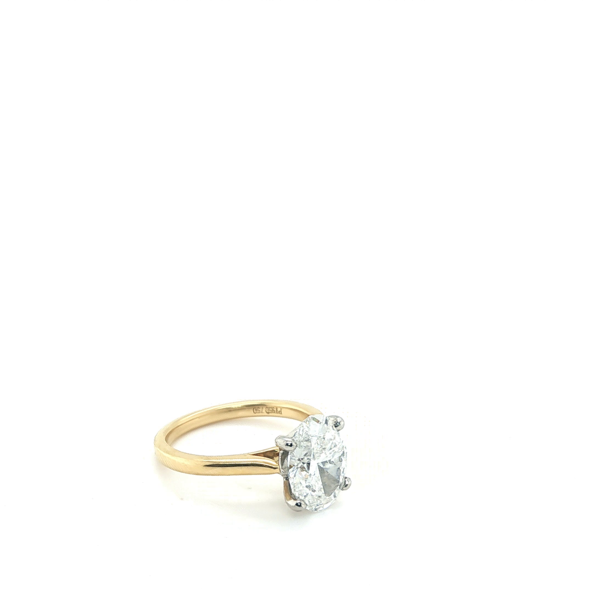 Oval Brilliant Cut Lab-Grown Diamond Solitaire Ring in Two-Tone Yellow Gold