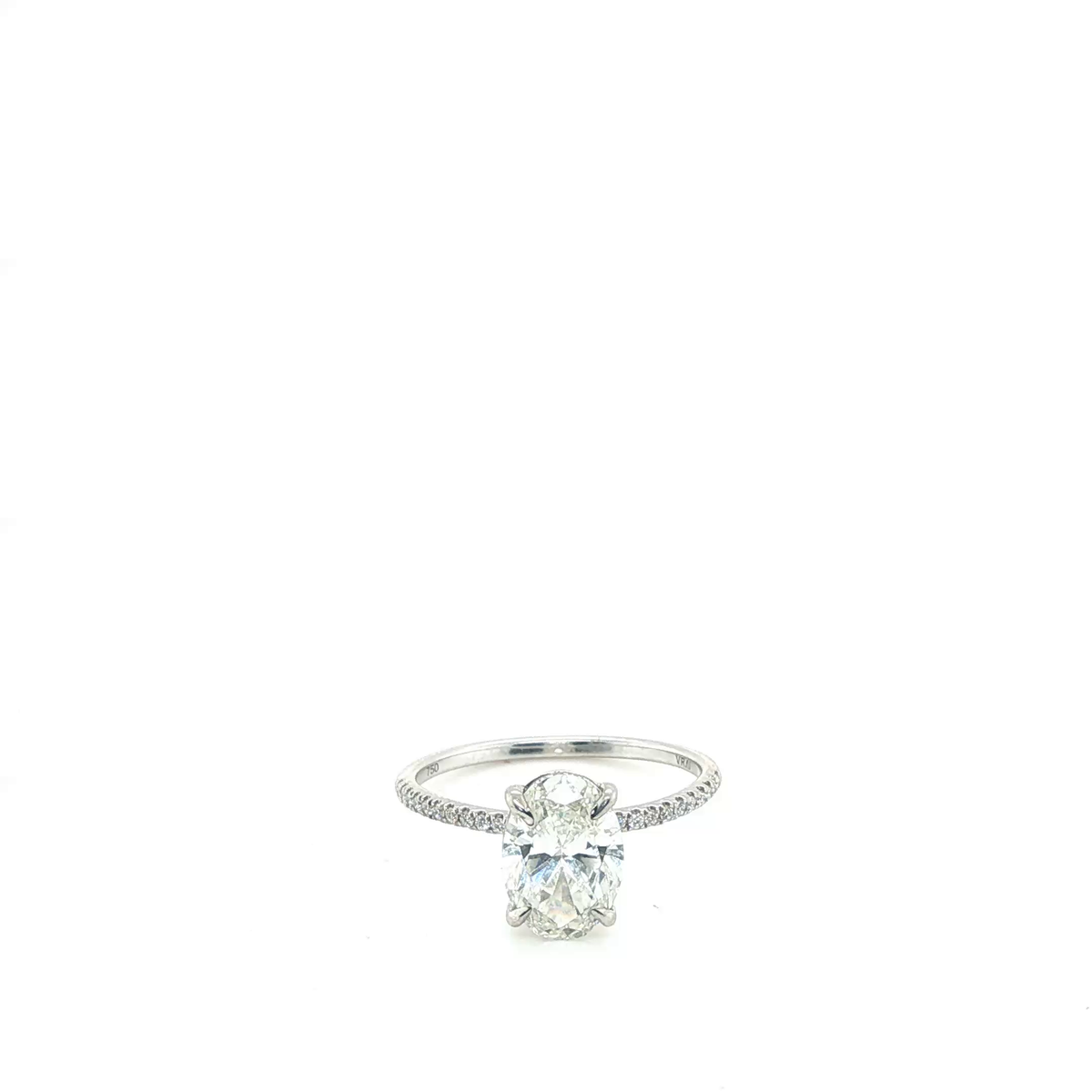 Oval Brilliant Lab-Grown Diamond Engagement Ring in White Gold with Pavé Band