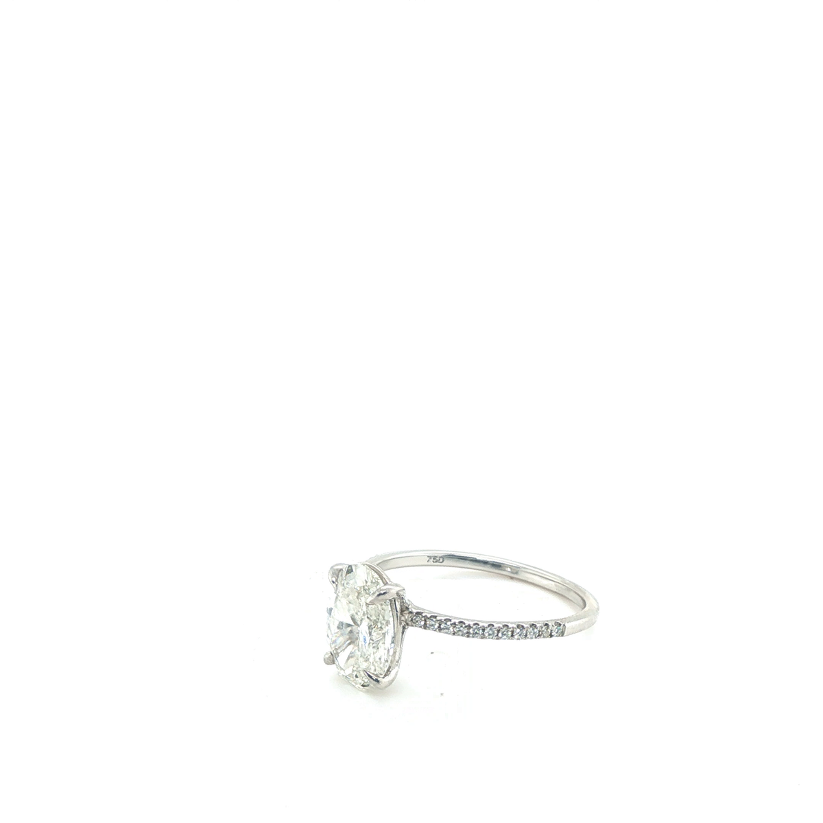 Oval Brilliant Lab-Grown Diamond Engagement Ring in White Gold with Pavé Band
