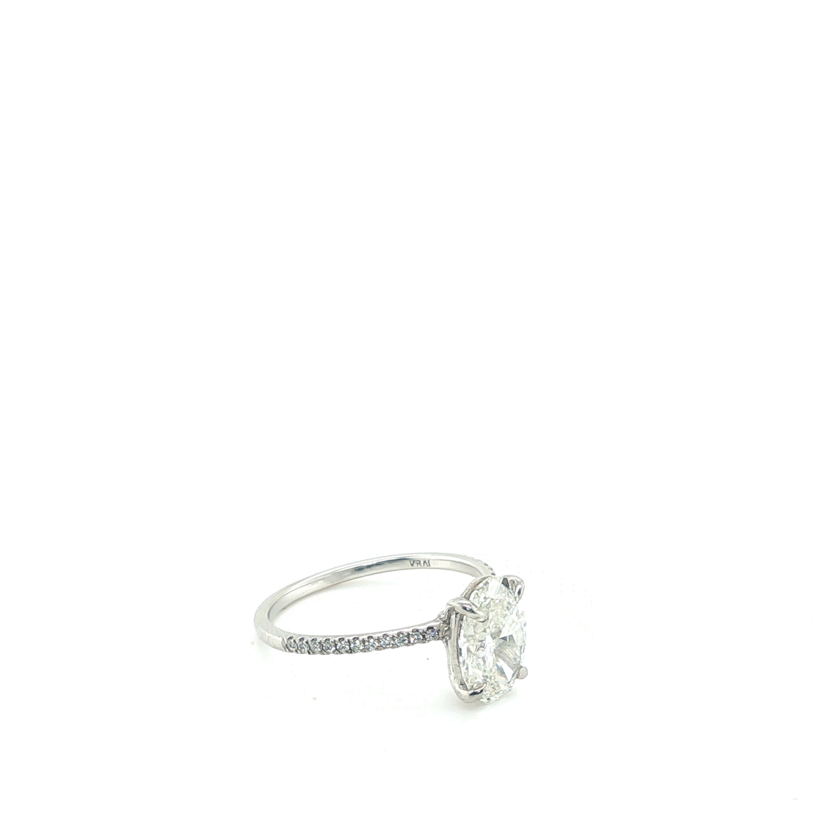 Oval Brilliant Lab-Grown Diamond Engagement Ring in White Gold with Pavé Band