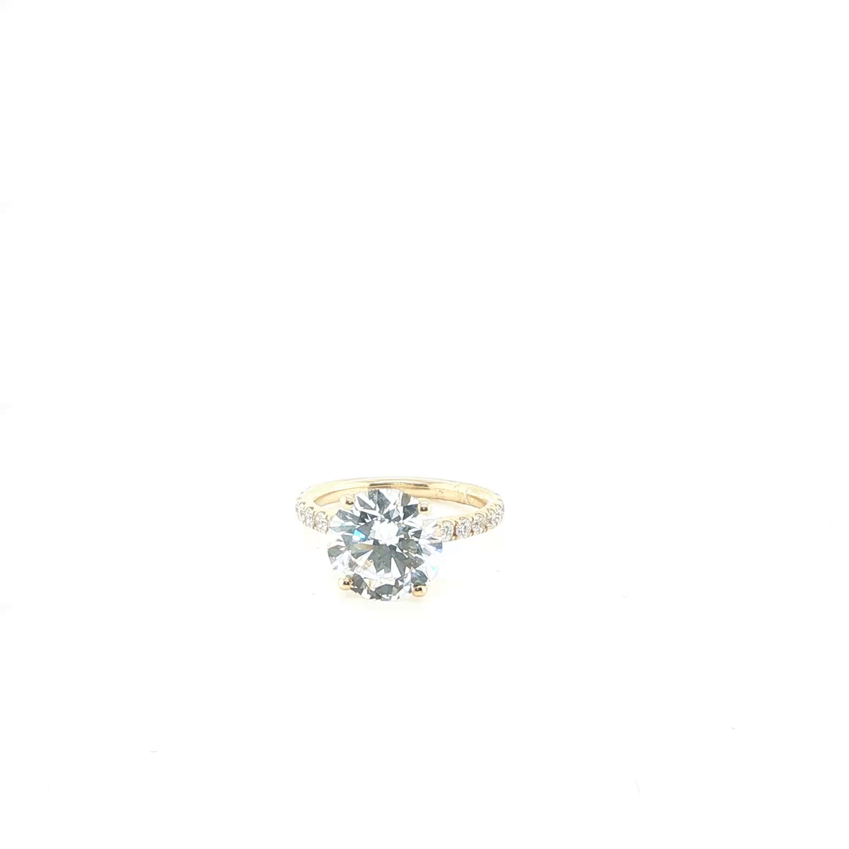 Round Brilliant-Cut Lab-Grown Diamond Solitaire Ring in Platinum with Pavé Shank