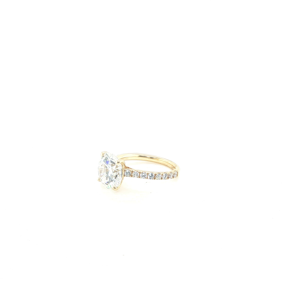 Round Brilliant-Cut Lab-Grown Diamond Solitaire Ring in Platinum with Pavé Shank