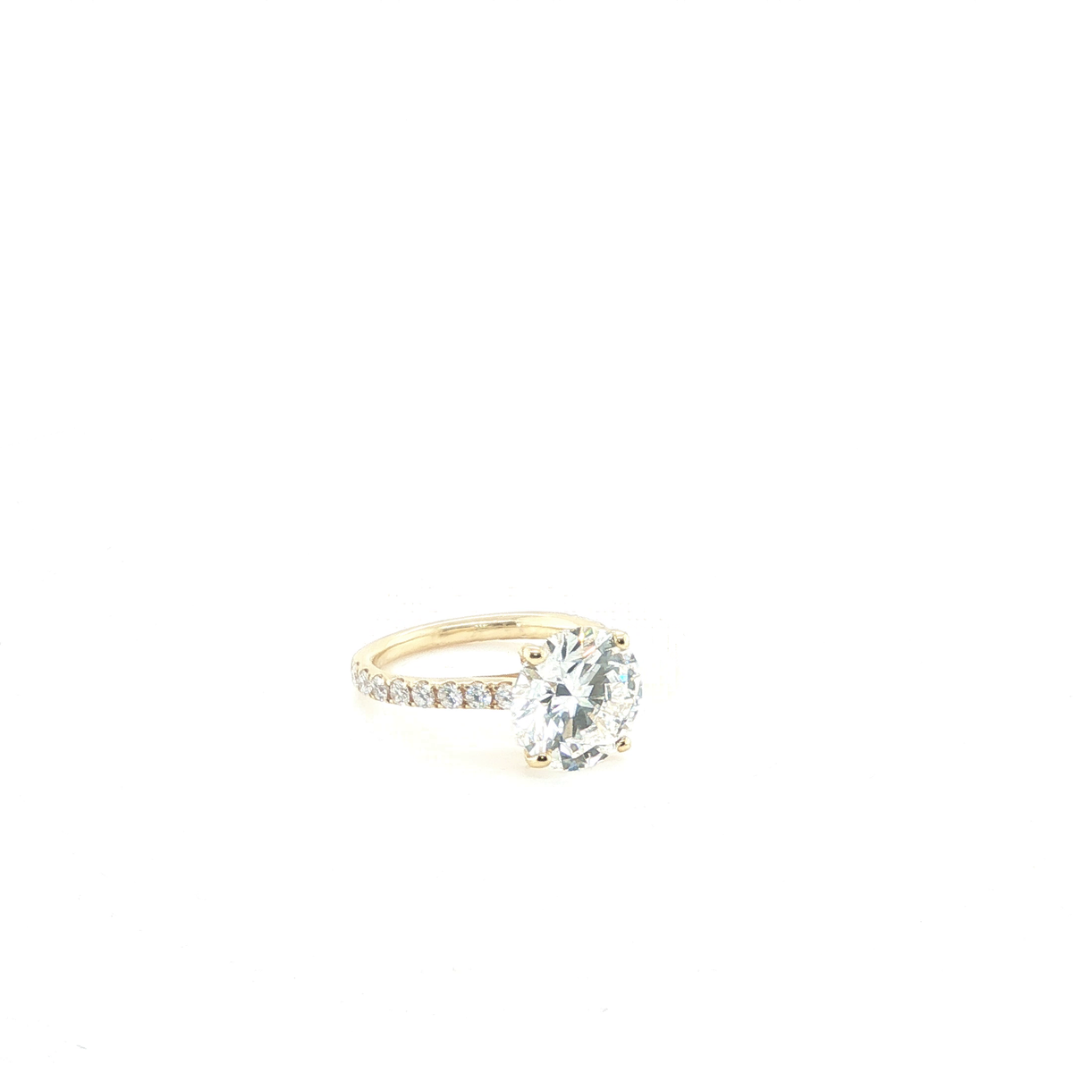Round Brilliant-Cut Lab-Grown Diamond Solitaire Ring in Platinum with Pavé Shank