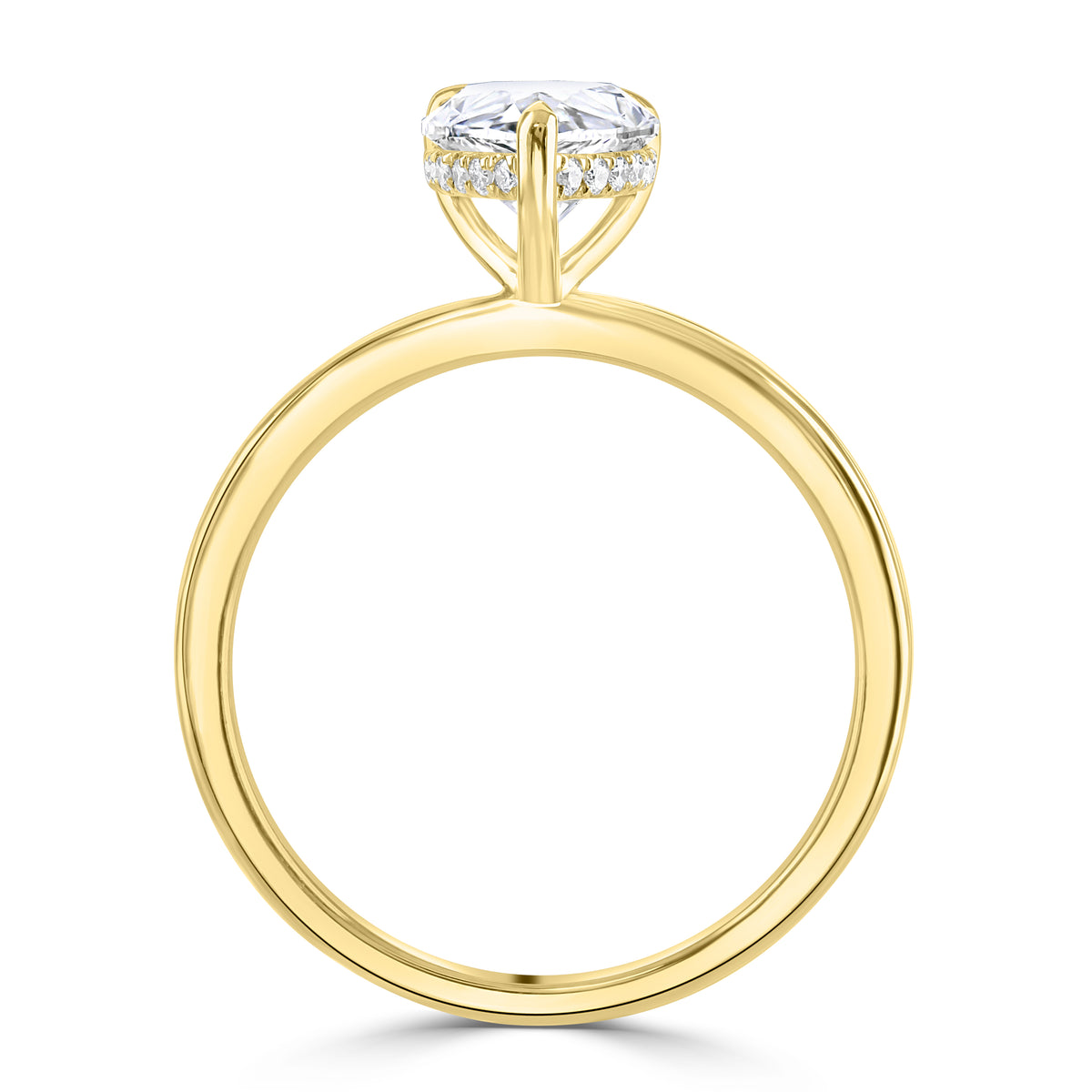 Pear Diamond set in a hidden halo 18k gold band