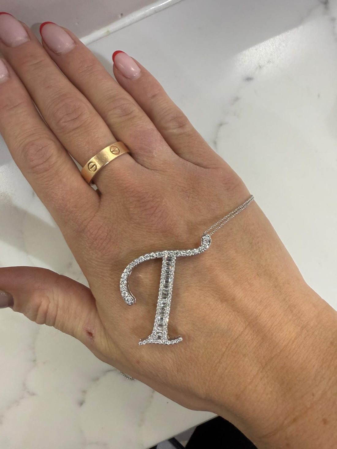Letter T - white gold