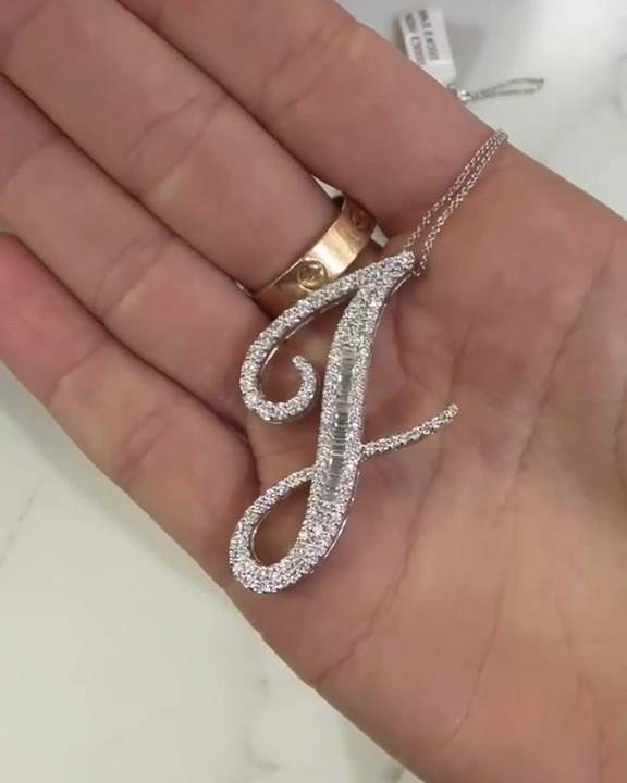 Letter J - white gold