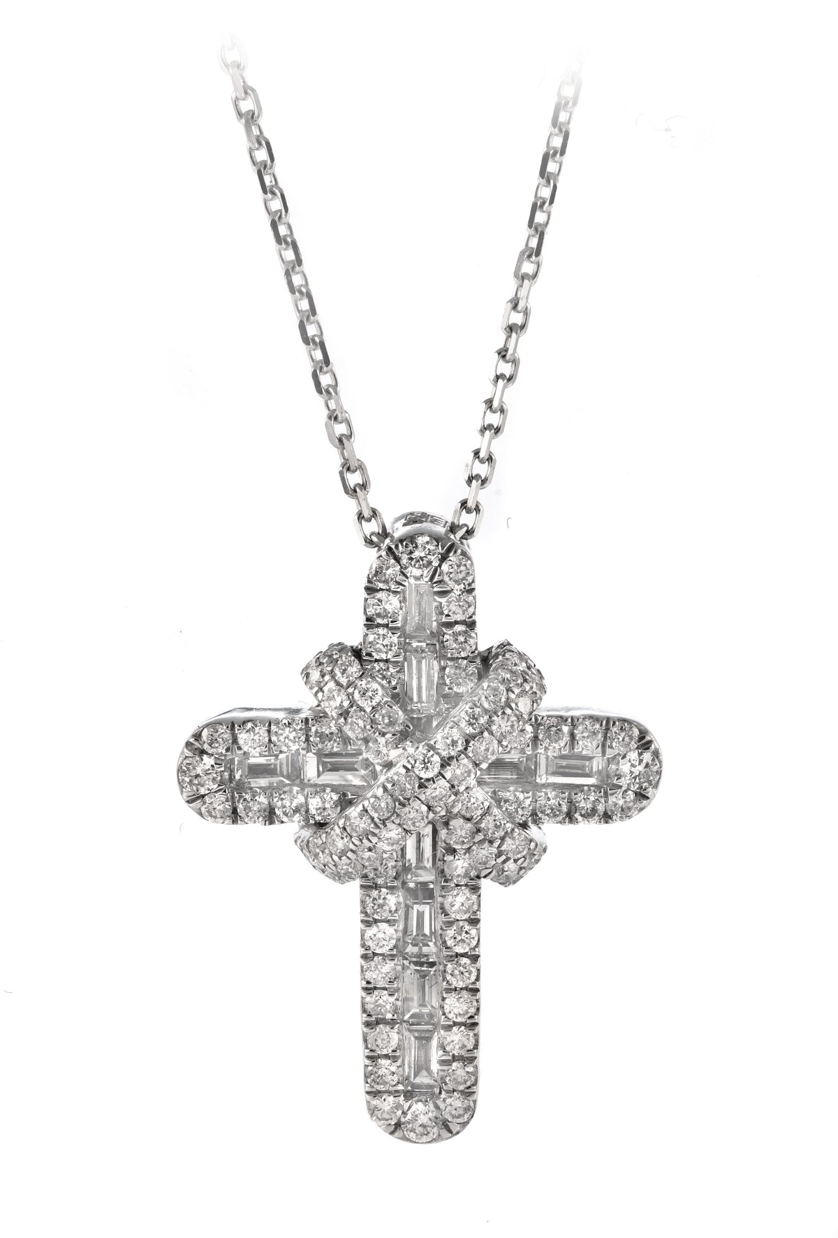 Round Brilliant & Baguette Diamond Cross