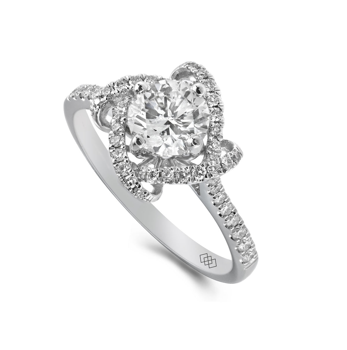 Ring - Round Brilliant Cut Diamond Fancy Halo Ring