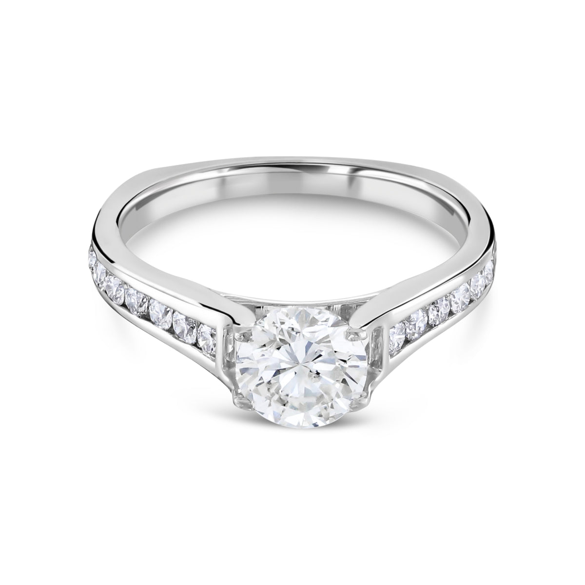 Ring - Round Brilliant Cut Diamond Channel Set Solitaire Ring
