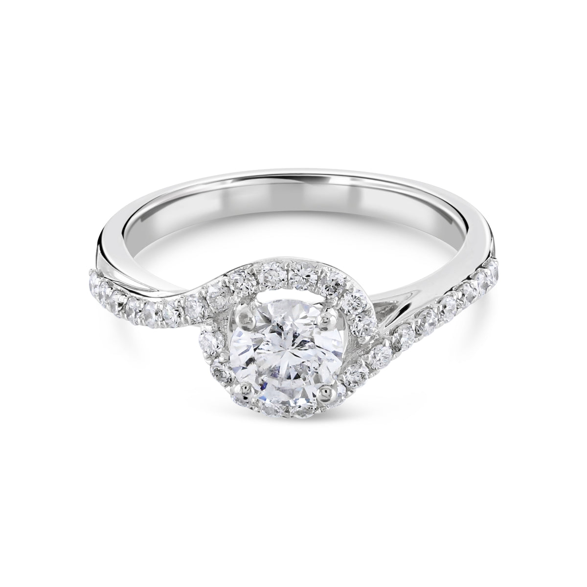 Ring - Round Brilliant Cut Diamond Micro Set Fancy Halo Ring