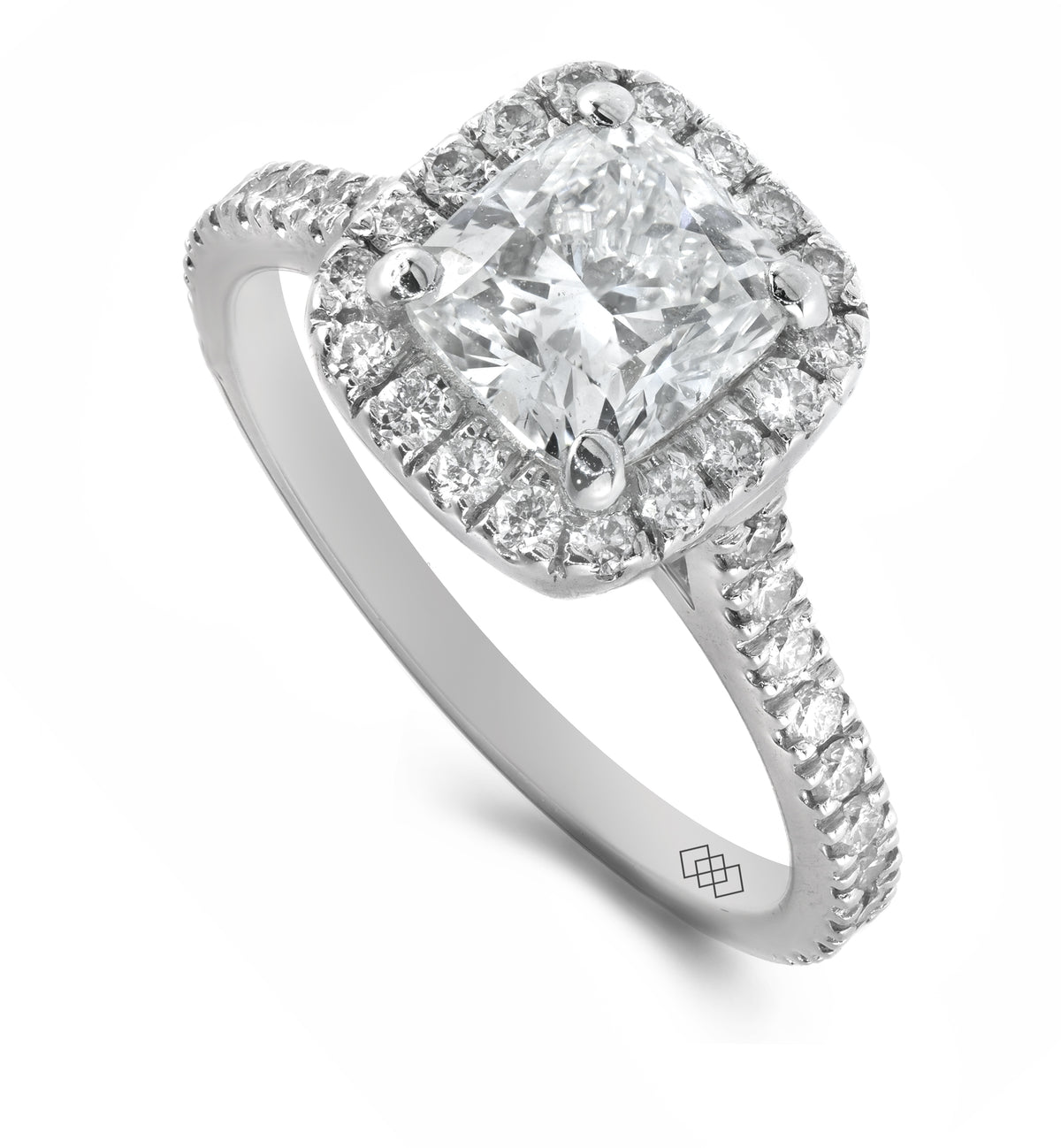 Ring - Cushion Cut Diamond Micro Set Halo Ring