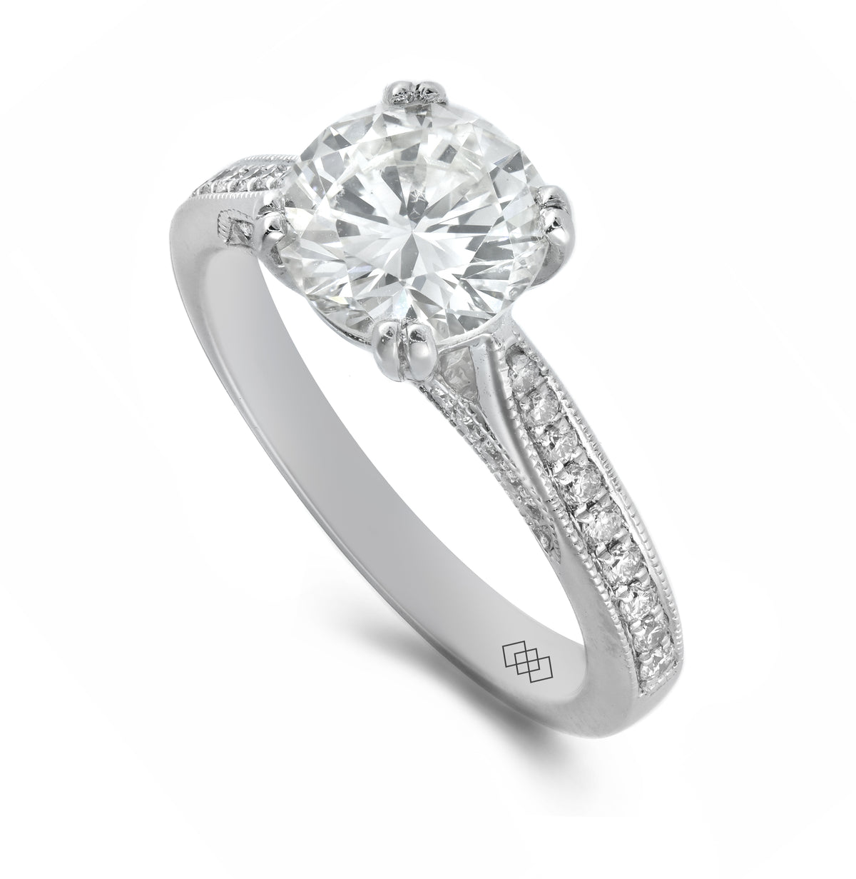 Ring - Round Brilliant Cut Diamond Grain Set Solitaire Ring