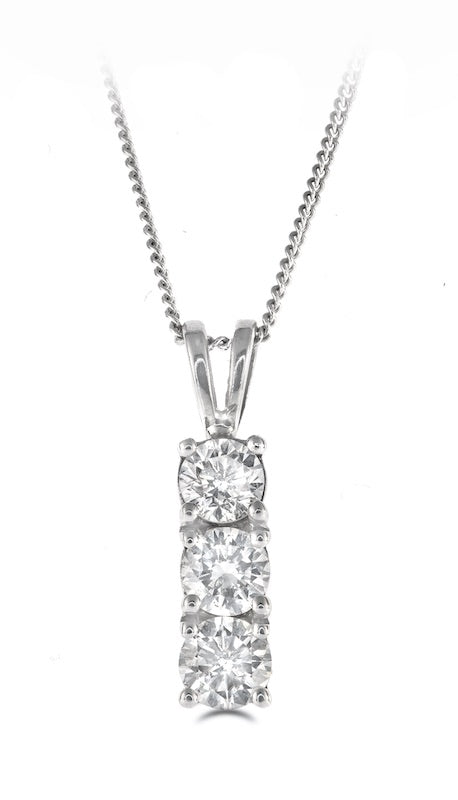 Pendant - Round Brilliant Cut Diamond Trilogy Pendant
