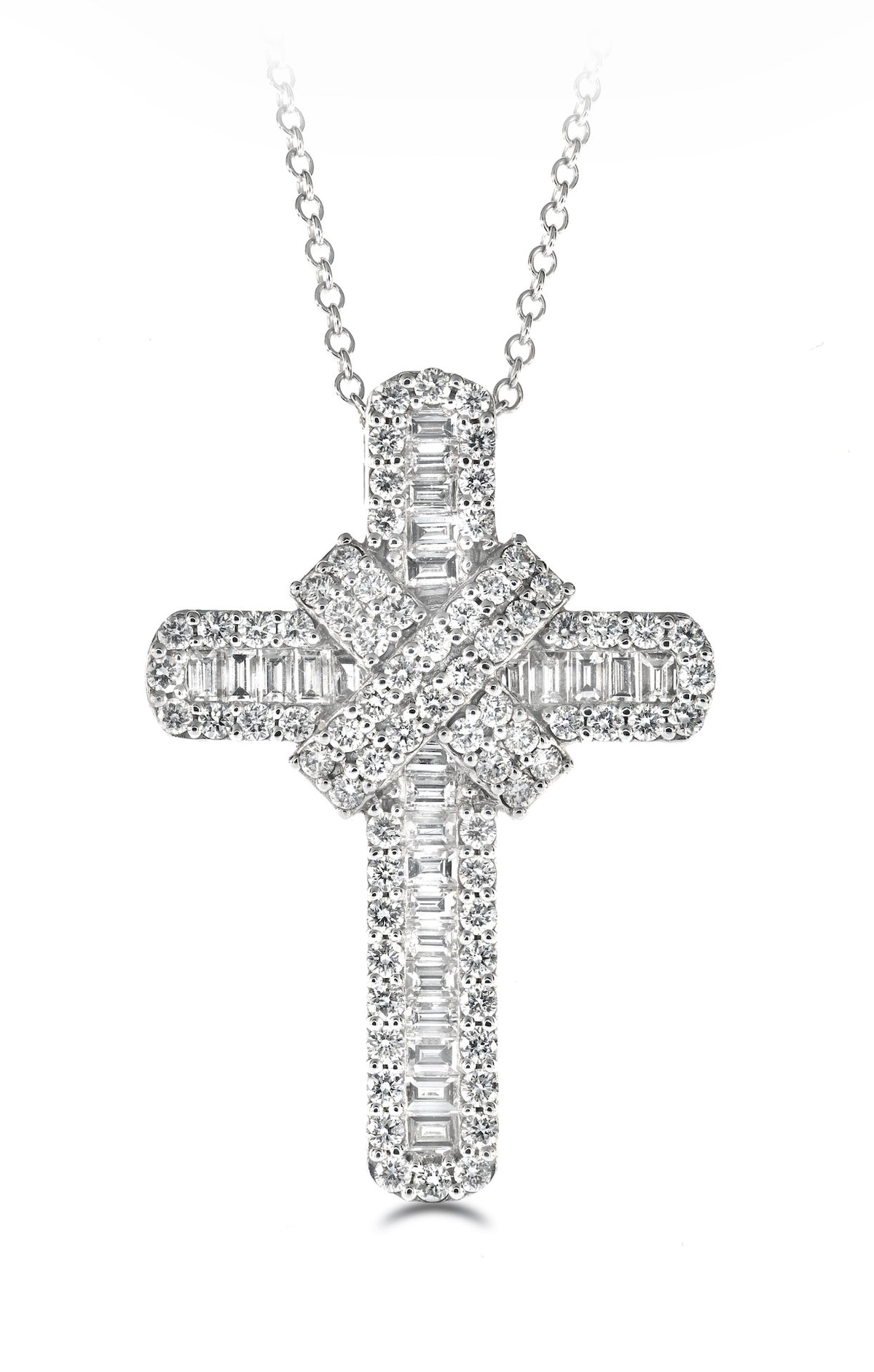 Pendant - Round Brilliant & Baguette Diamond Cross