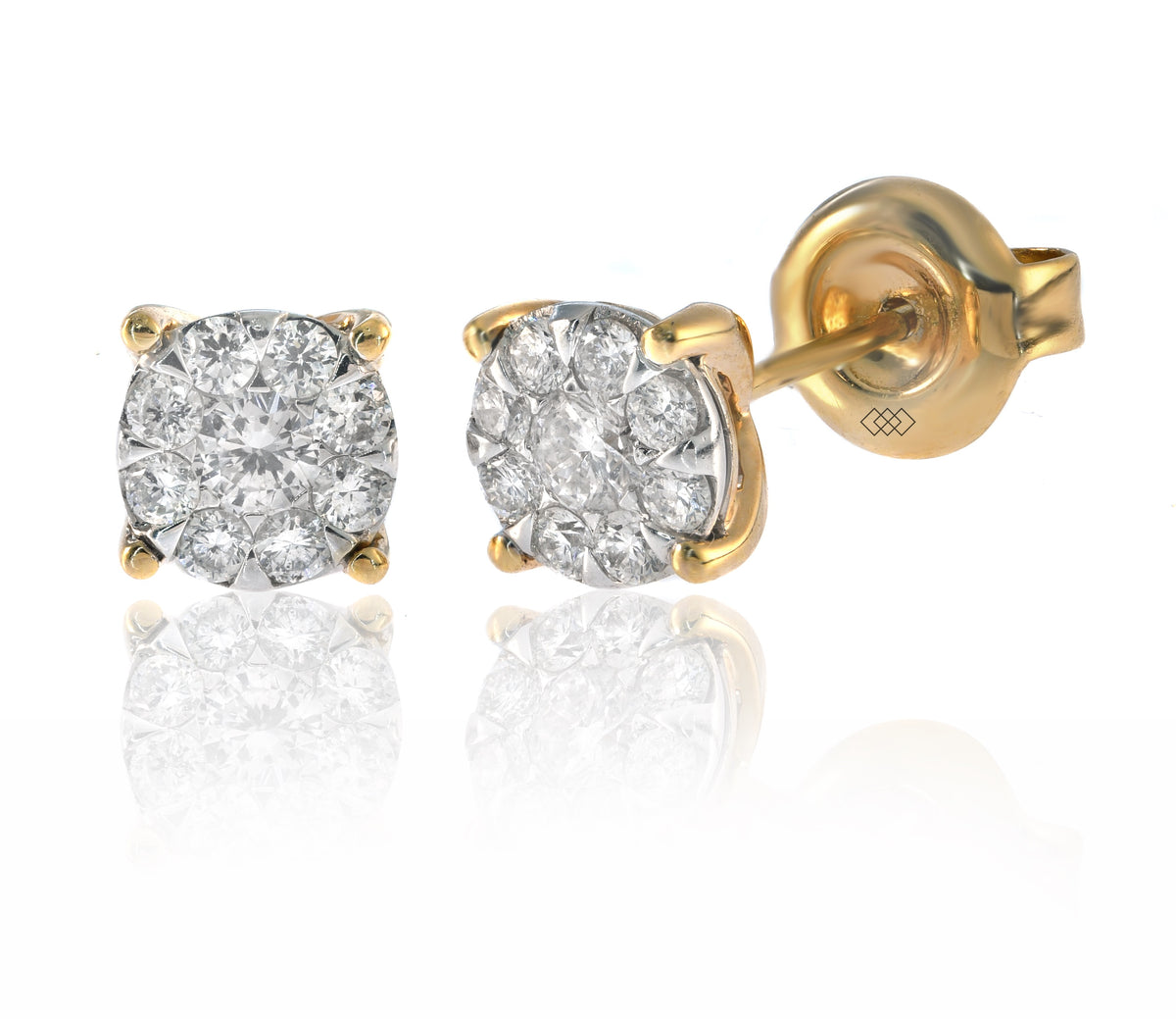 Earrings - Round Brilliant Cluster Diamond Stud Earrings
