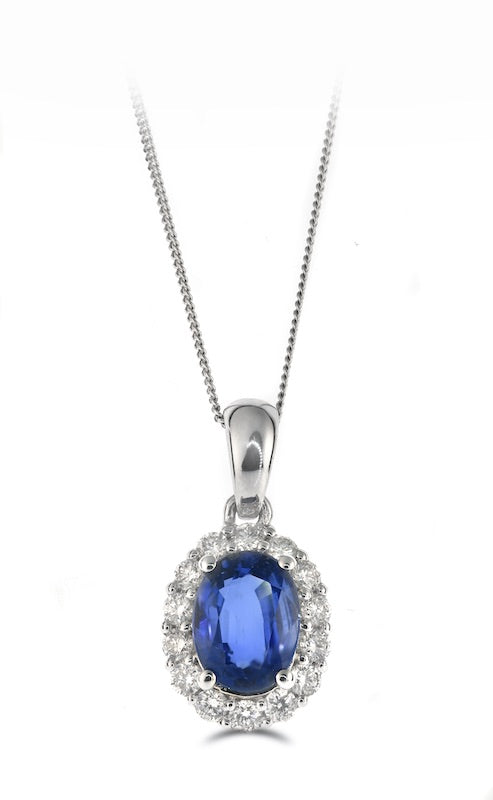 0.88ct Sapphire Pendant with a Diamond Halo