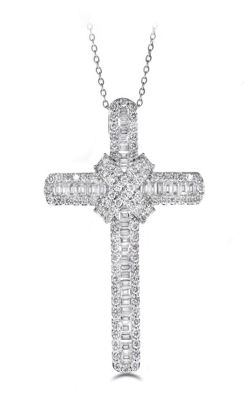 Pendant - Round Brilliant & Baguette Diamond Cross