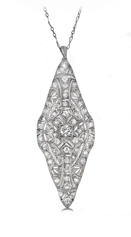 Pendant - Vintage Circa 1900's Platinum Pendant/Brooch