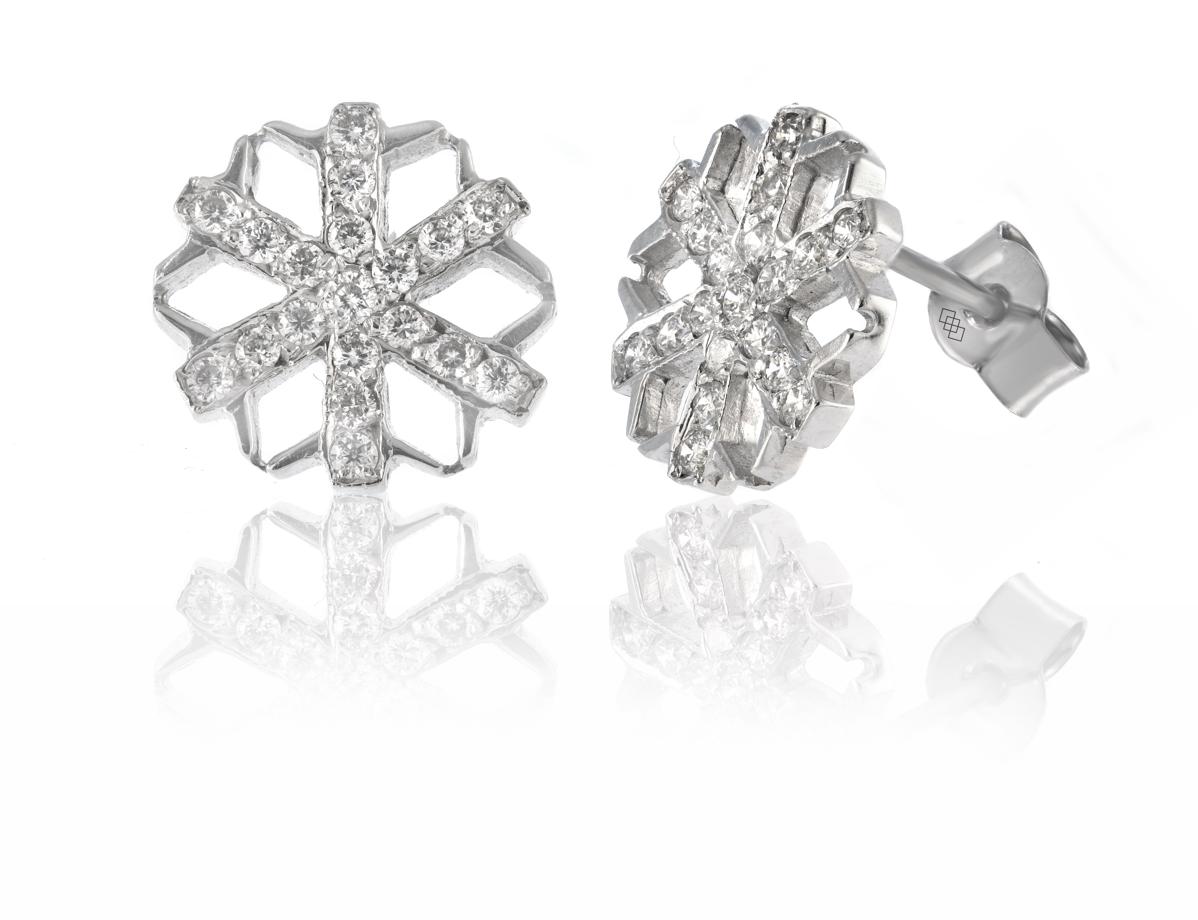 Diamond grain set snowflake earrings