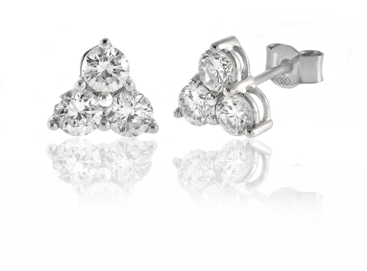 Earrings - Three Stone Stud Earrings